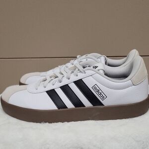 Adidas White Sneakers with Black Accents